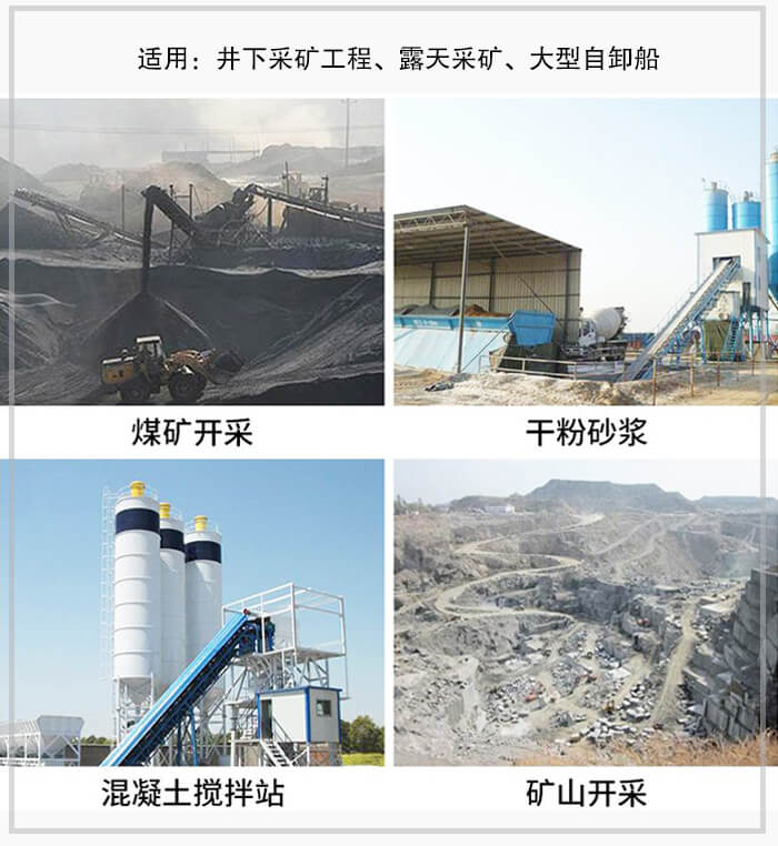 大傾角皮帶輸送機(jī)適用于煤礦開采，混凝土攪拌站，干粉砂漿，礦山開采等行業(yè)中。