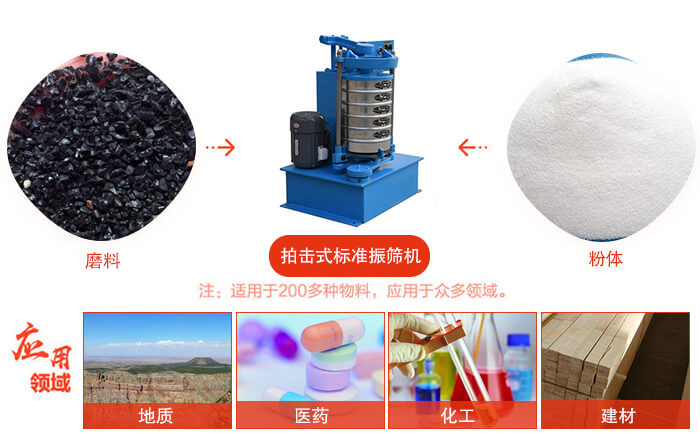 拍擊篩適用于多種物料顆粒狀，粉狀，不規(guī)則物料的篩分。